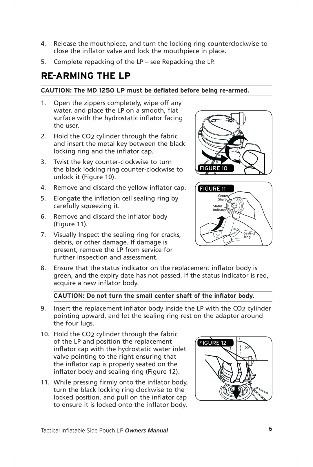 Mustang Survival MD1250 manual Re-arming the LP 