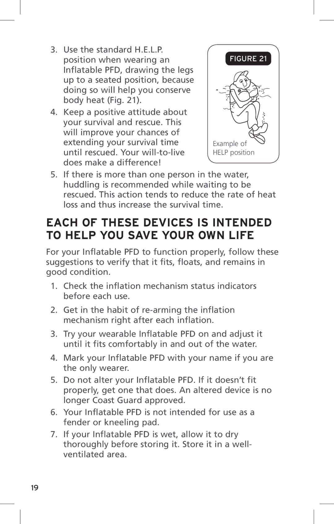 Mustang Survival md2010 manual Example of Help position 