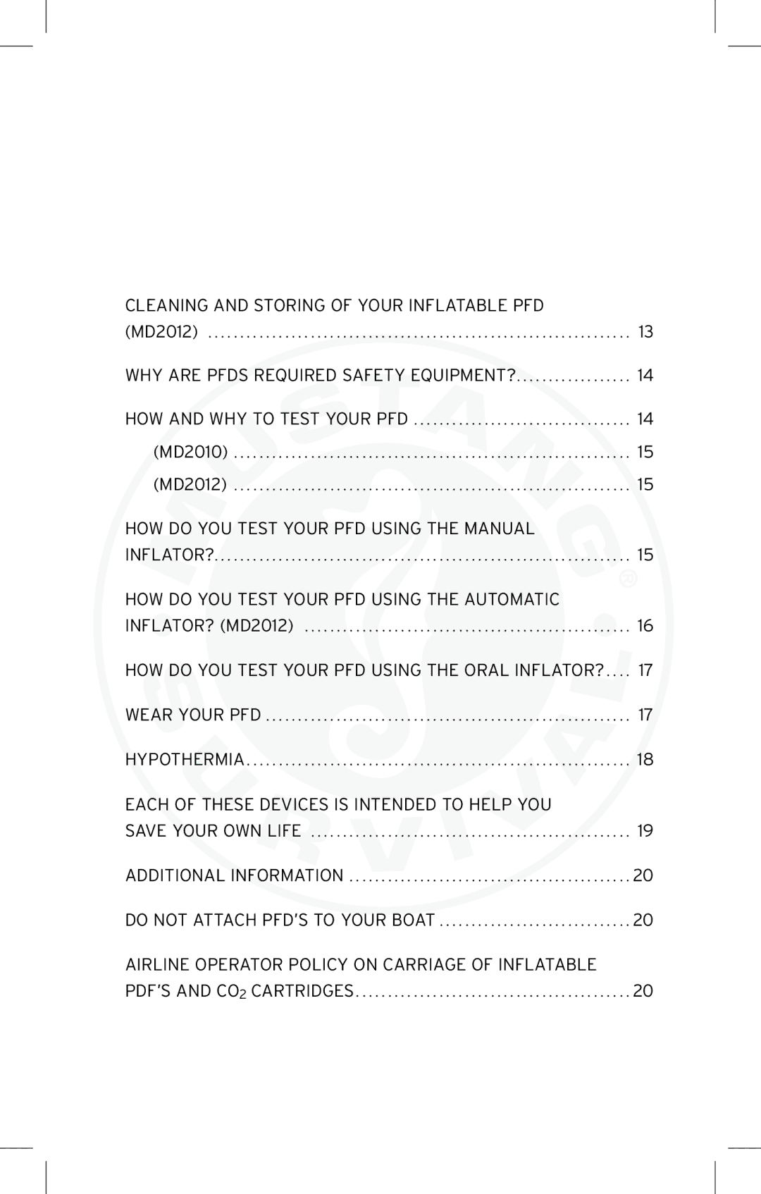 Mustang Survival md2010 manual WHY are Pfds Required Safety EQUIPMENT? 