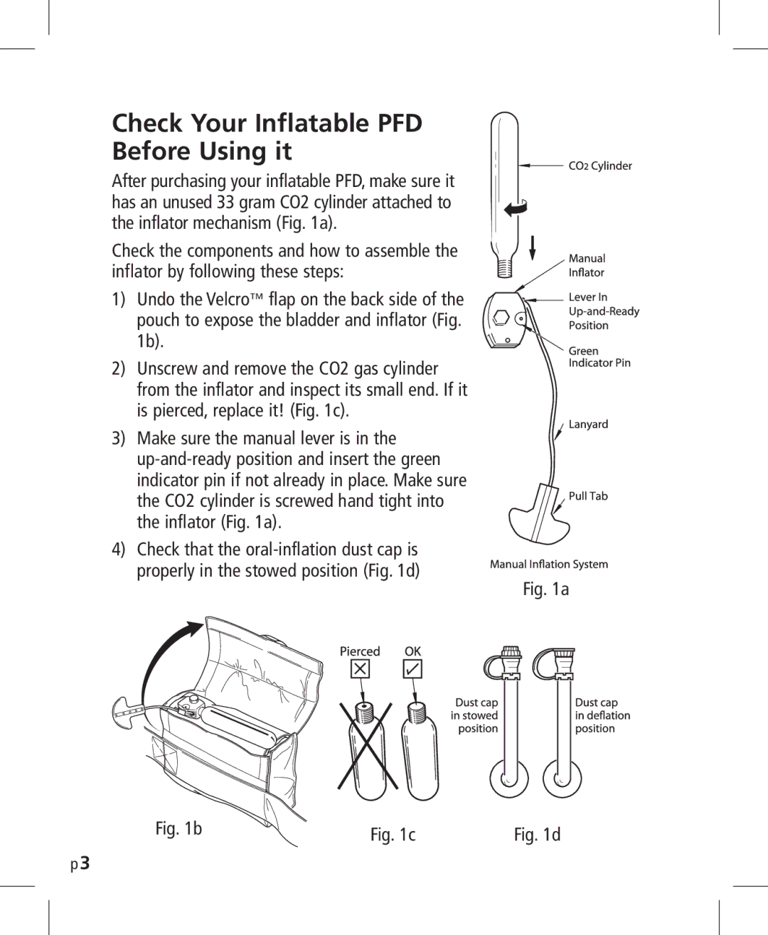 Mustang Survival MD3025NV manual Check Your Inflatable PFD Before Using it 