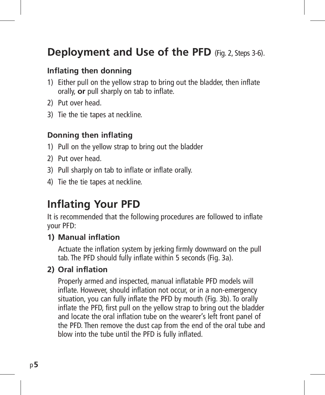 Mustang Survival MD3025NV manual Deployment and Use of the PFD , Steps, Inflating Your PFD 