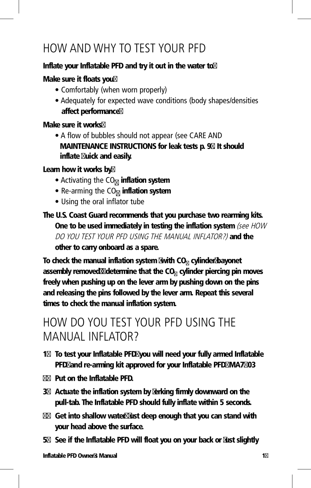 Mustang Survival MD3075 manual HOW and WHY to Test Your PFD, Put on the Inflatable PFD 