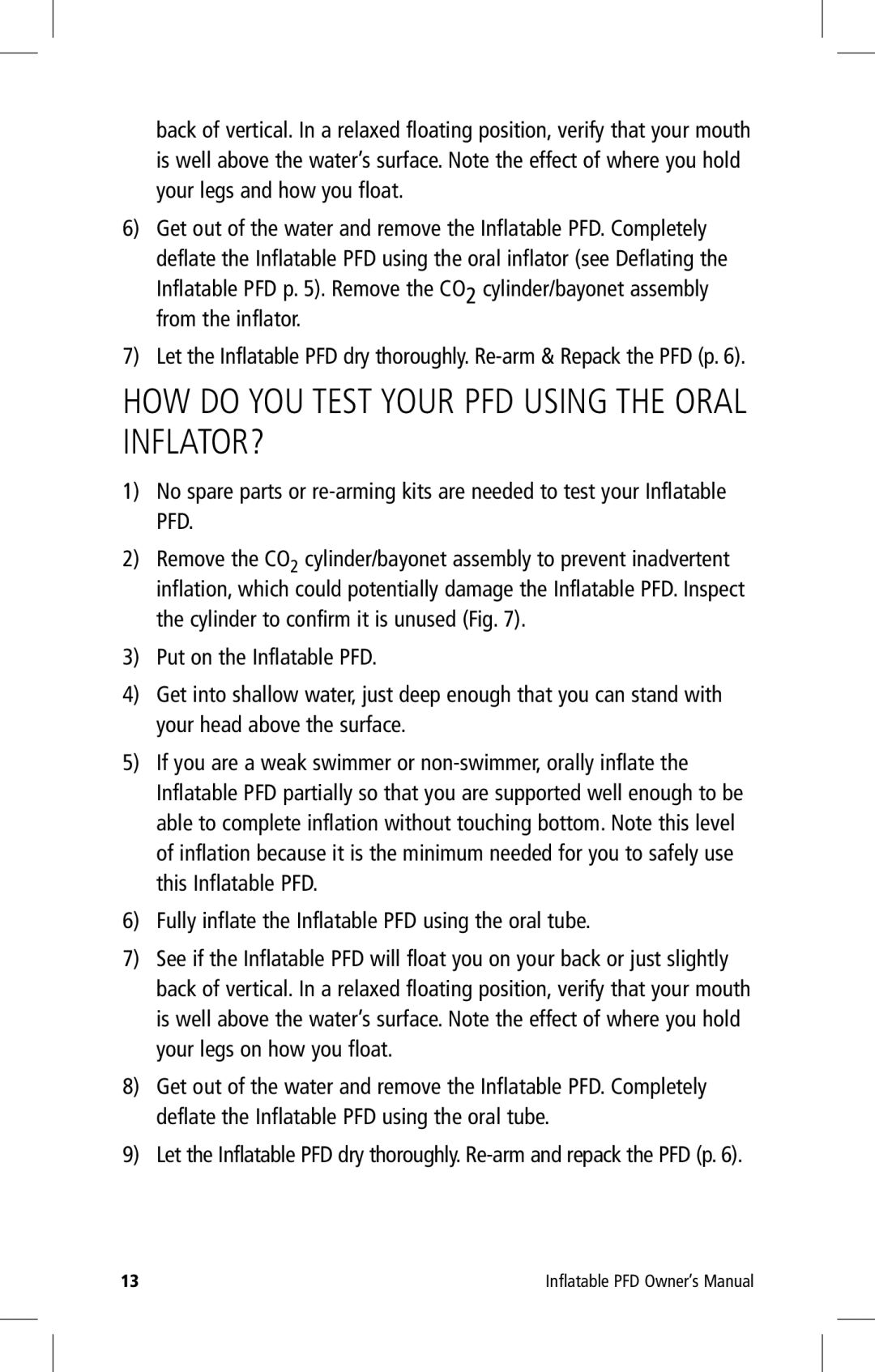 Mustang Survival MD3075 manual HOW do YOU Test Your PFD Using the Oral INFLATOR? 