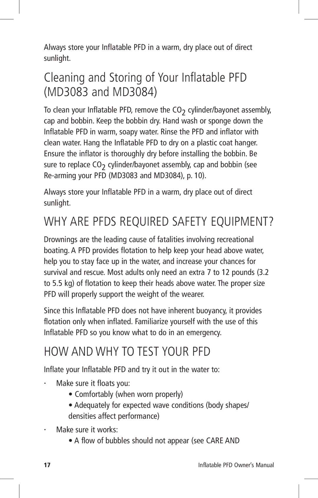 Mustang Survival MD3084, MD3083, MD3082, MD3081 manual HOW and WHY to Test Your PFD, WHY are Pfds Required Safety EQUIPMENT? 