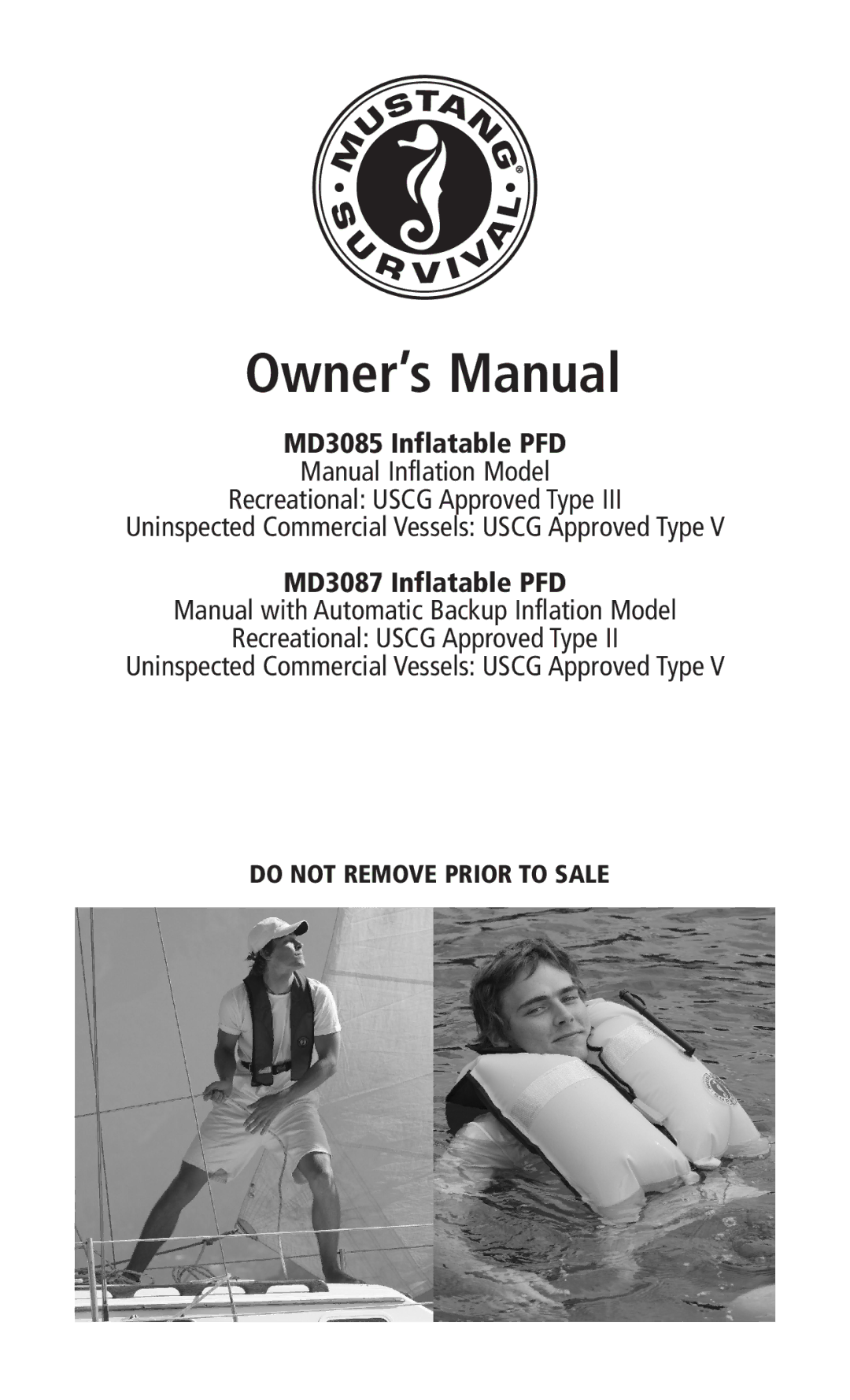 Mustang Survival MD3087 manual MD3085 Inflatable PFD 