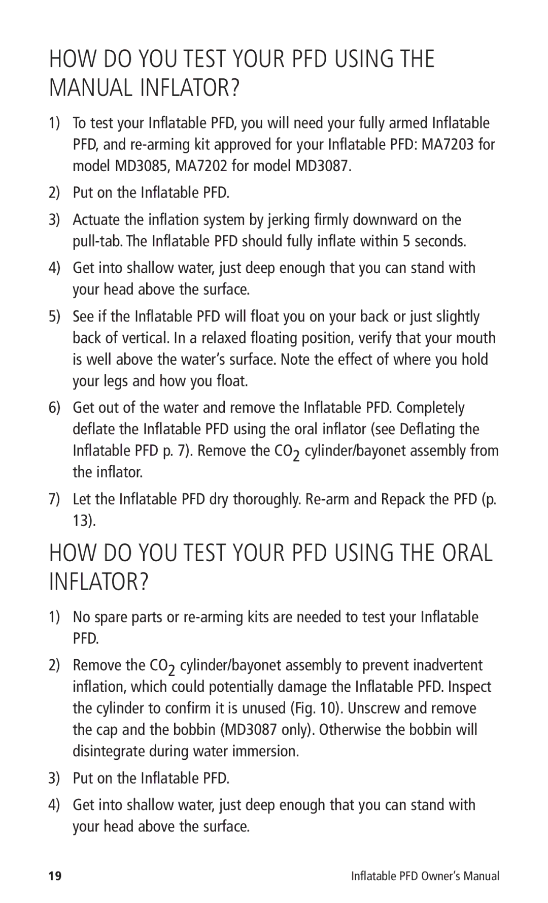 Mustang Survival MD3085, MD3087 manual HOW do YOU Test Your PFD Using the Oral INFLATOR? 