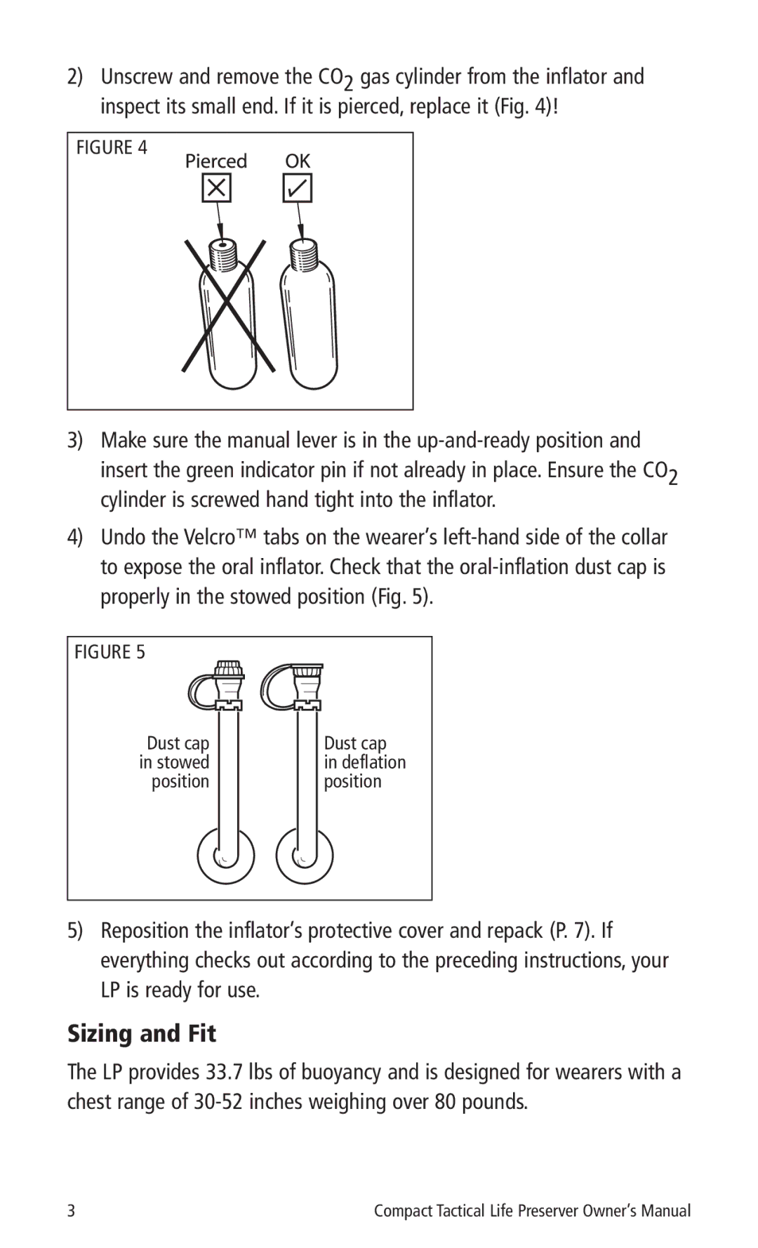 Mustang Survival MD3095, MD3090 Sizing and Fit, Make sure the manual lever is in the up-and-ready position 