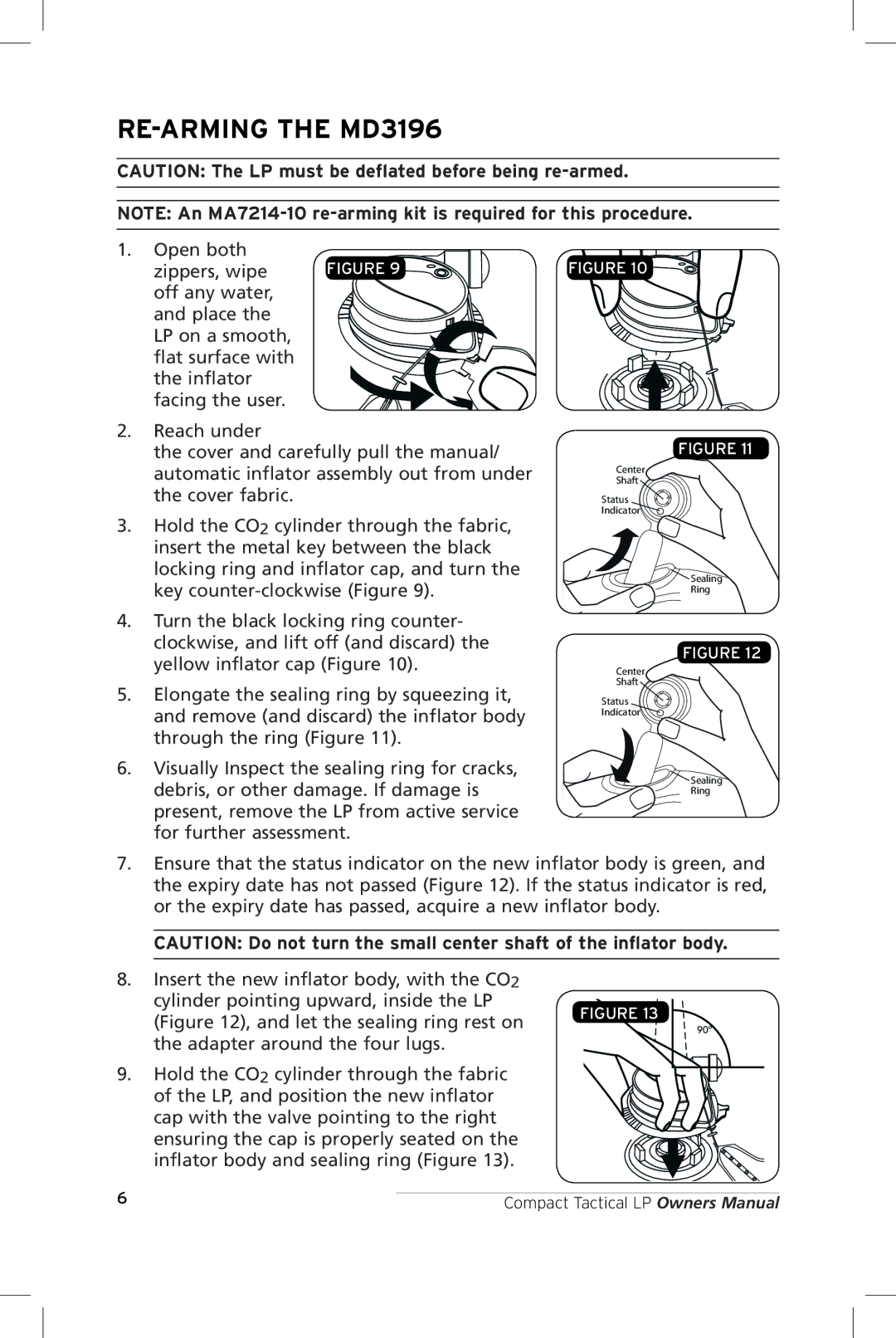 Mustang Survival MD3091 manual RE-ARMING the MD3196 