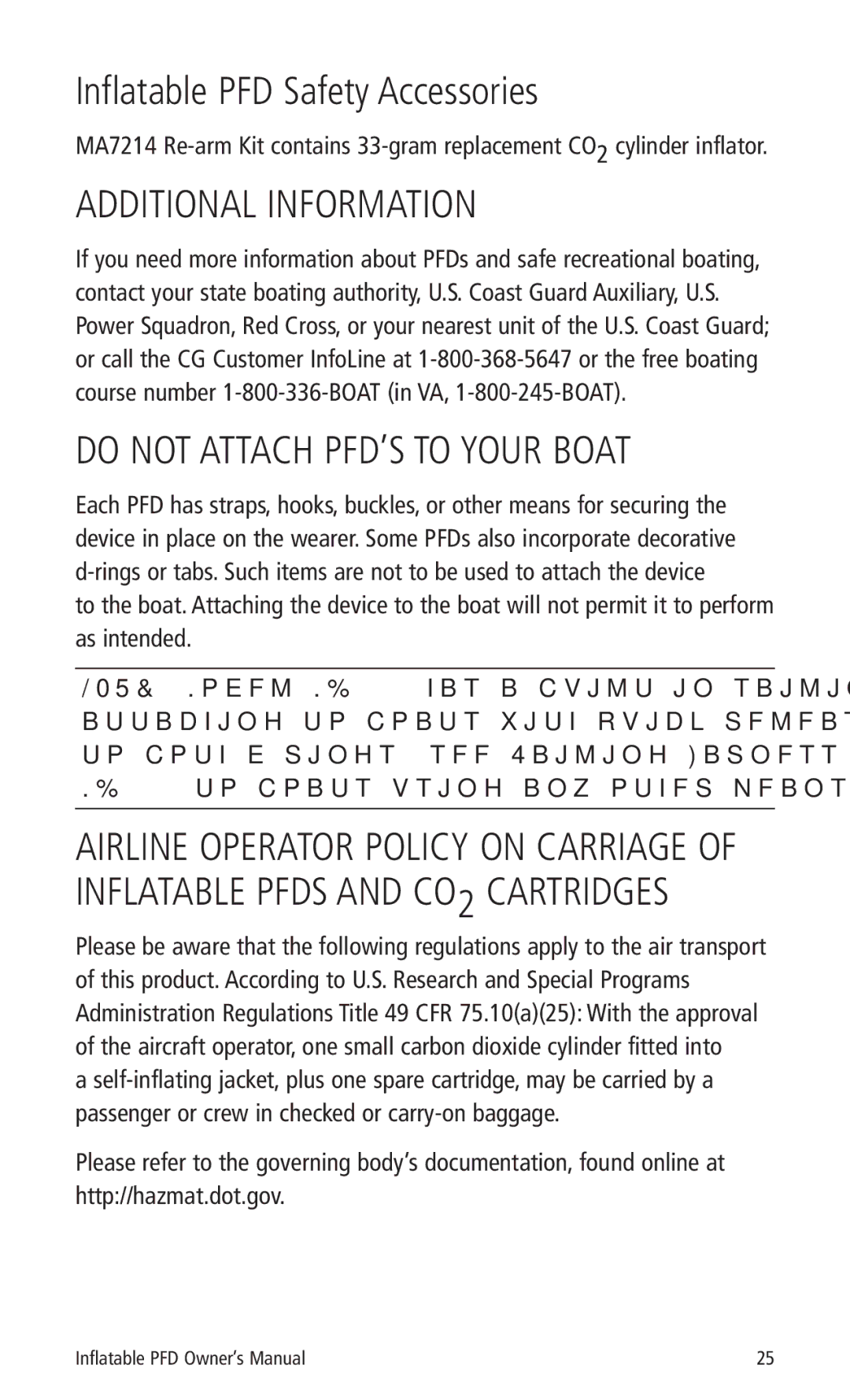 Mustang Survival MD3183 manual Inflatable PFD Safety Accessories, Additional Information, Do not Attach PFD’S to Your Boat 