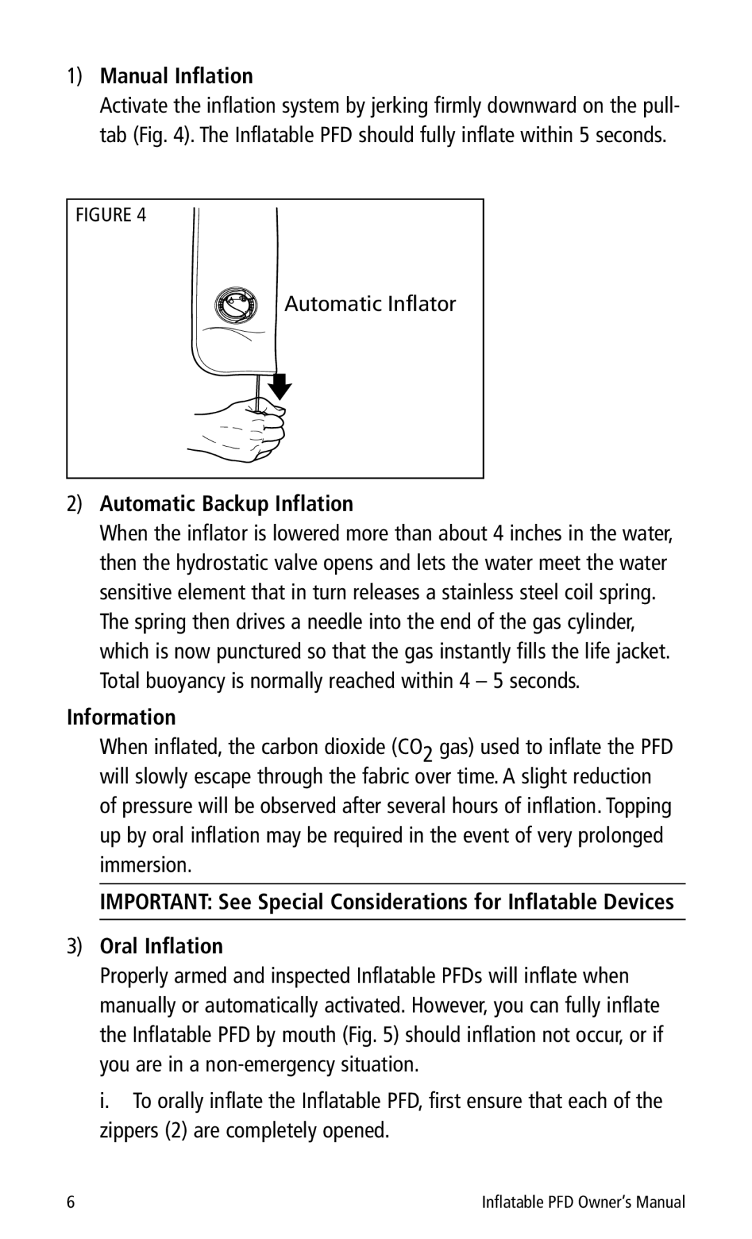 Mustang Survival MD3184, MD3183 manual Manual Inflation, Automatic Inflator, Automatic Backup Inflation, Information 