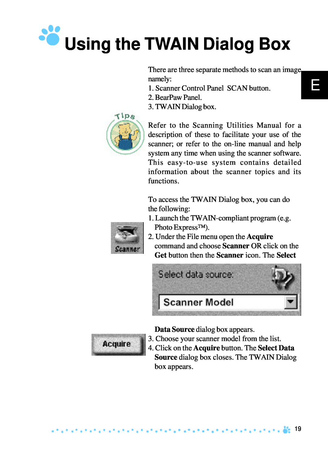 Mustek 1200 manual Using the TWAIN Dialog Box 