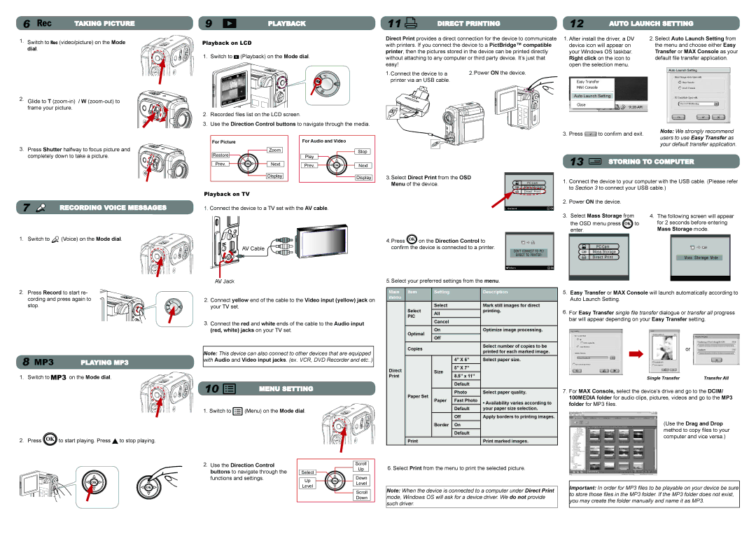 Mustek DV 5500 manual Direct Printing, Auto Launch Setting 