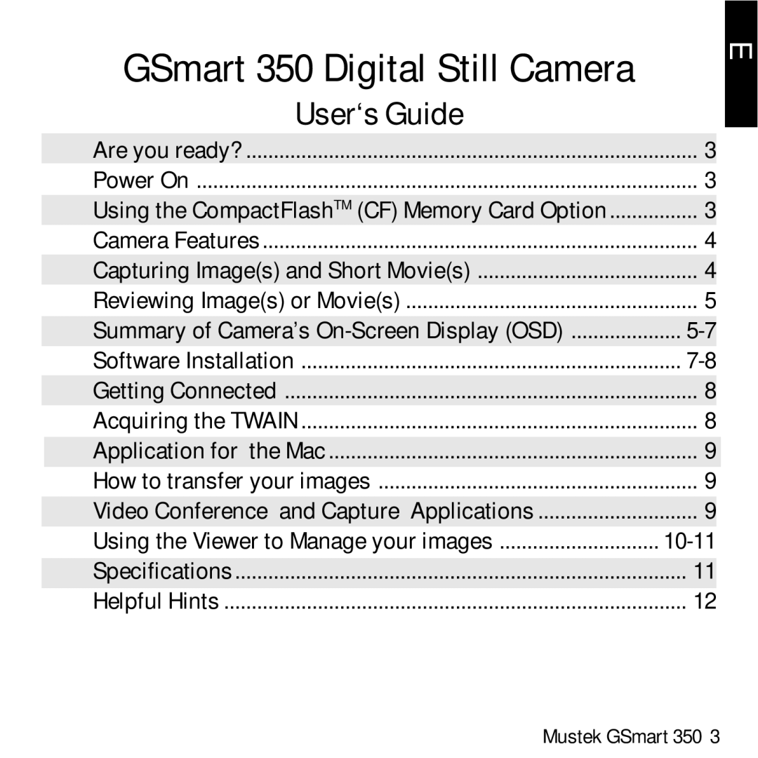 Mustek manual 10-11, Mustek GSmart 350 