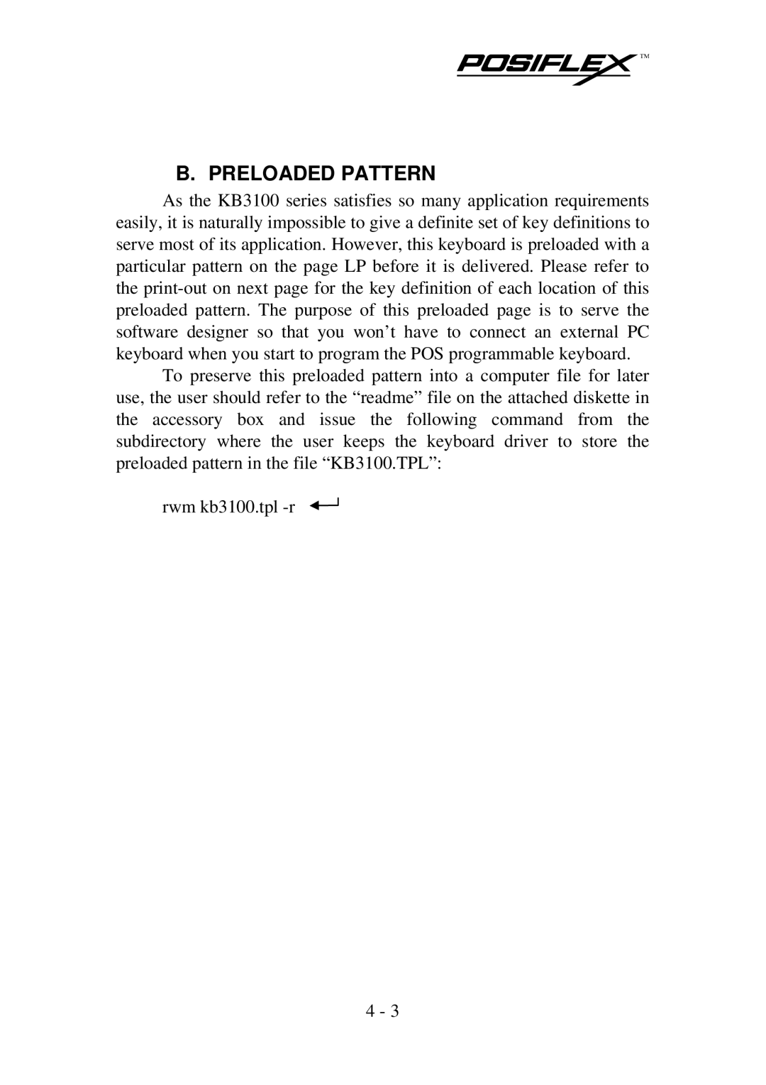 Mustek KB3100 user manual Preloaded Pattern 