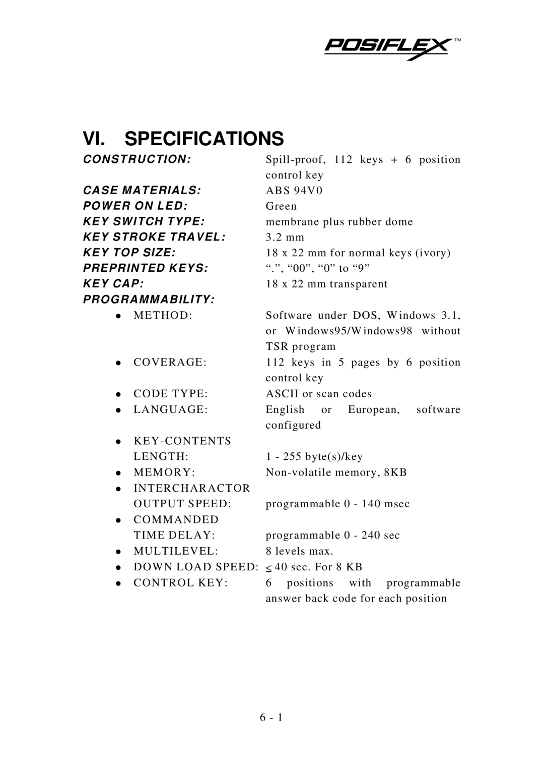 Mustek KB3100 user manual Specifications, Programmability 