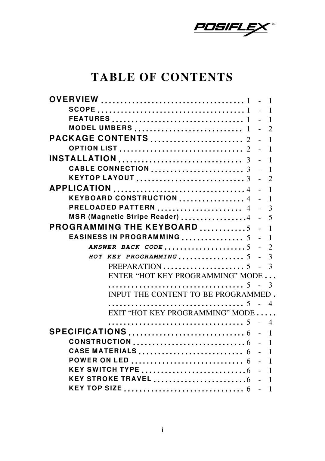 Mustek KB3100 user manual Table of Contents 