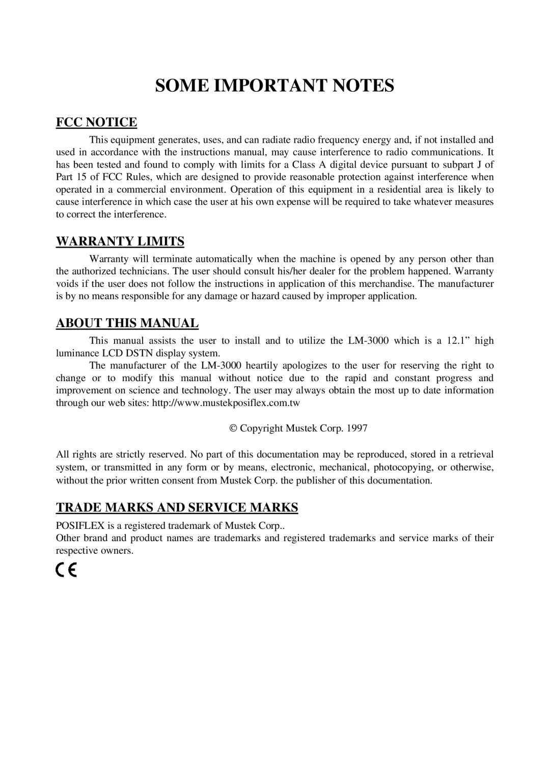 Mustek LM-3000 user manual Some Important Notes 