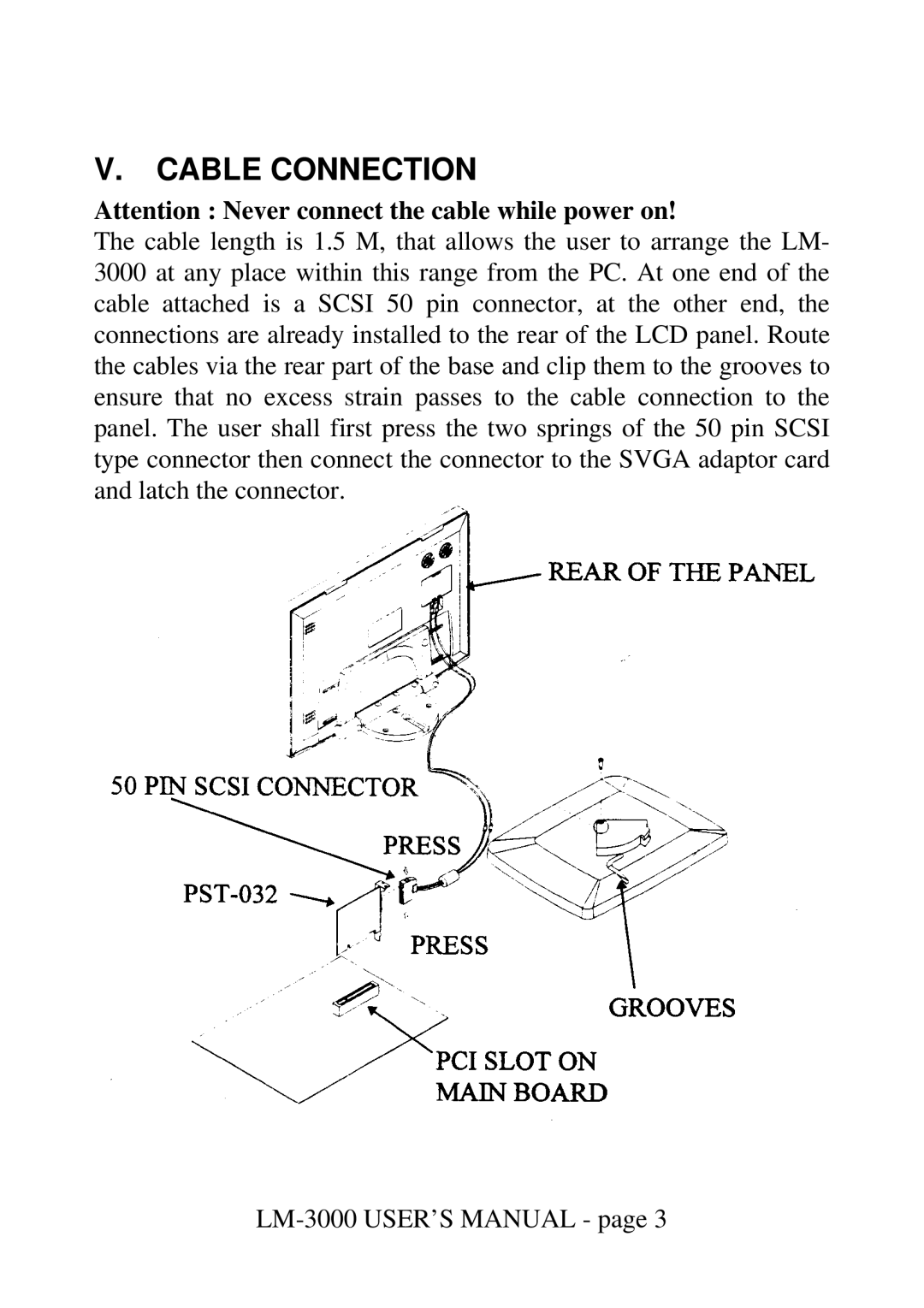 Mustek LM-3000 user manual Cable Connection 