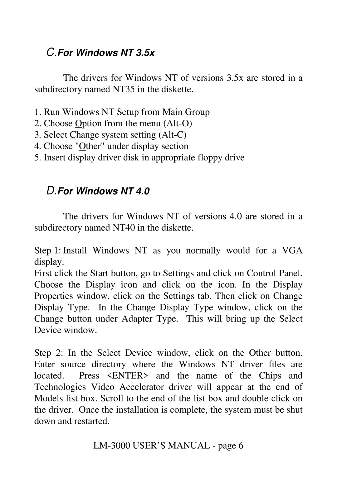 Mustek LM-3000 user manual For Windows NT 