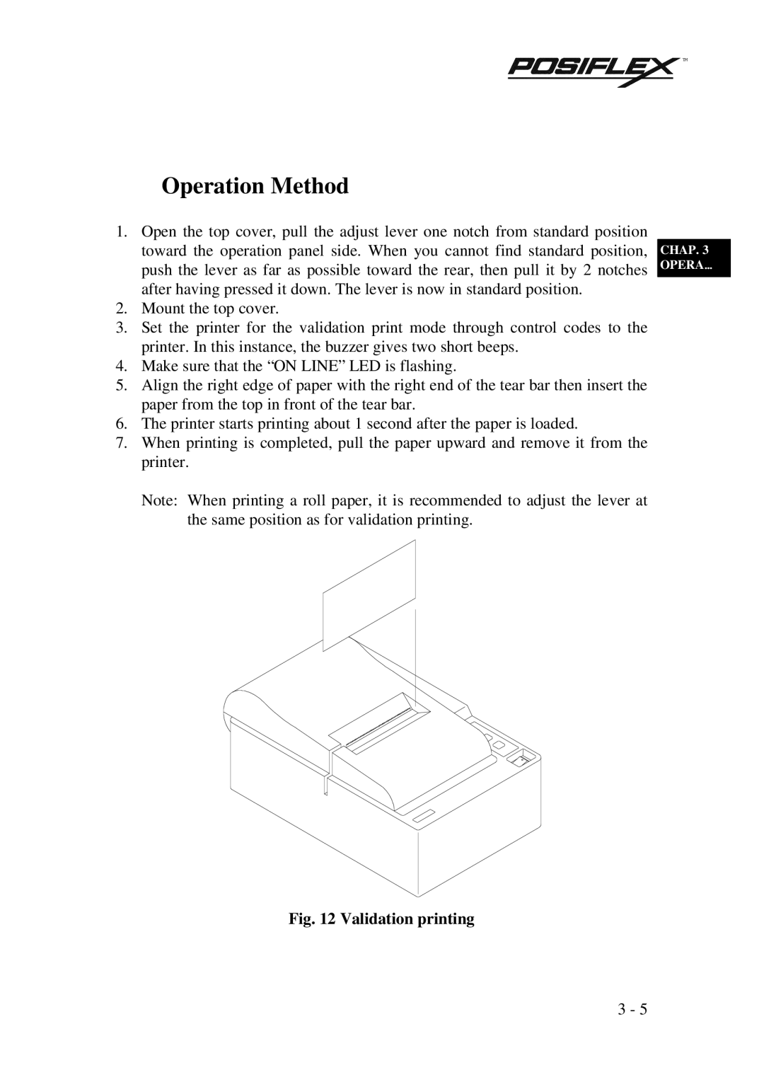 Mustek PP3000 manual Operation Method, Validation printing 