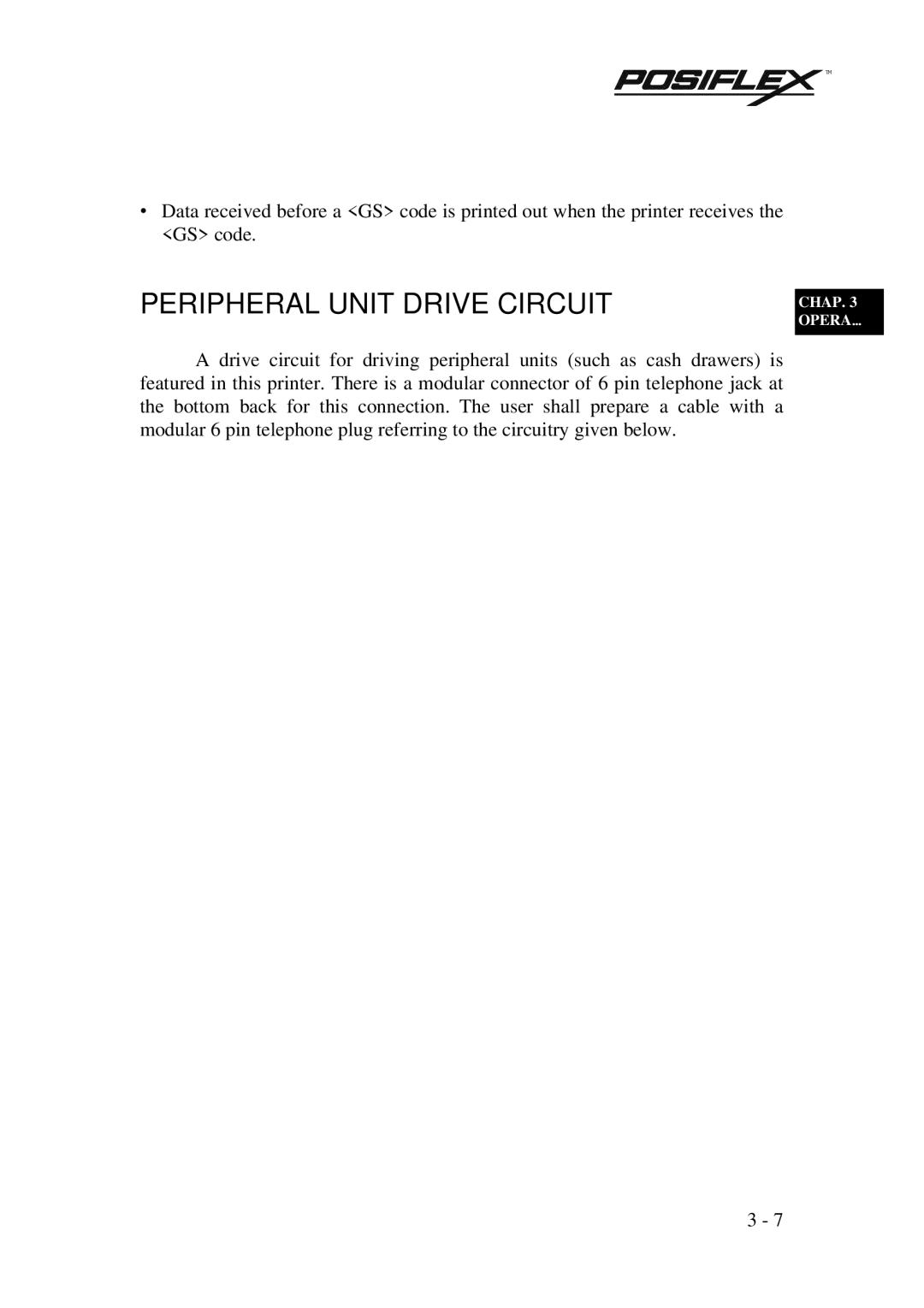 Mustek PP3000 manual Peripheral Unit Drive Circuit, Telephone jack and plug for peripheral unit drive 