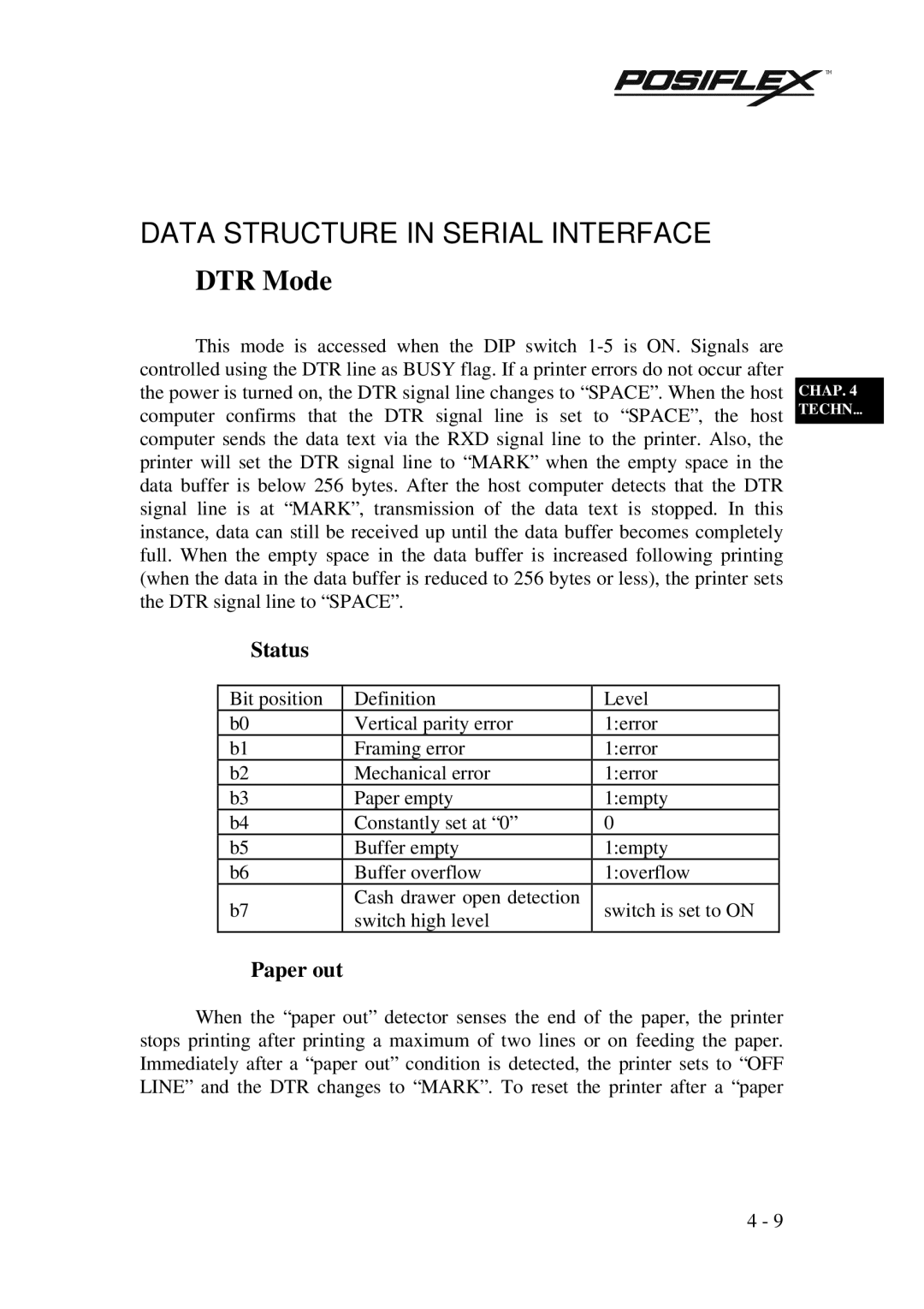 Mustek PP3000 manual Data Structure in Serial Interface, DTR Mode 