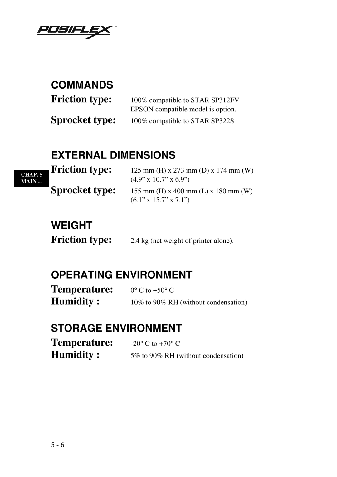 Mustek PP3000 manual Commands, External Dimensions, Weight, Operating Environment, Storage Environment 