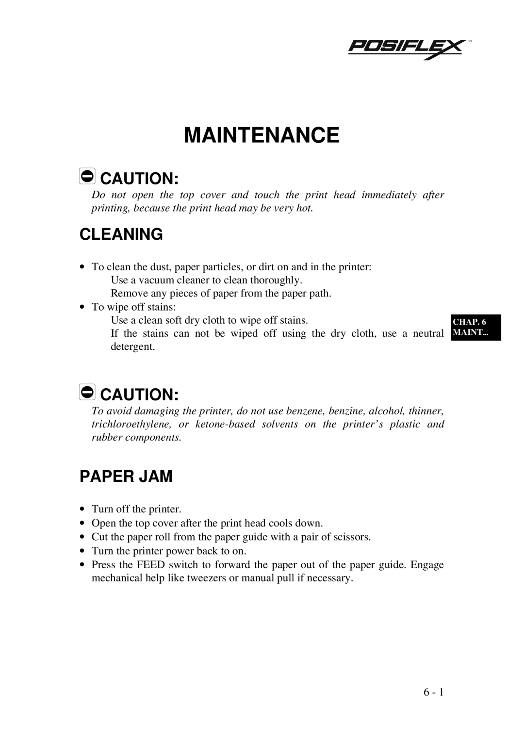 Mustek PP3000 manual Cleaning, Paper JAM 