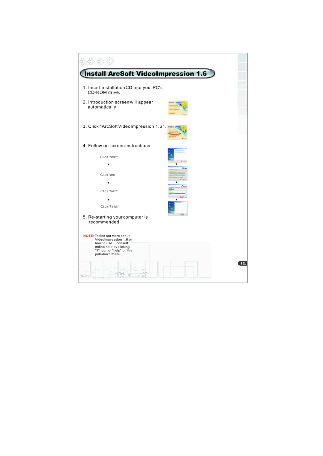 Mustek S40 manual Install ArcSoft VideoImpression 