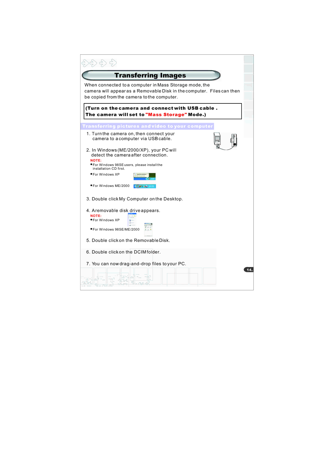 Mustek S40 manual Transferring Images, Transferring pictures and video to your computer 