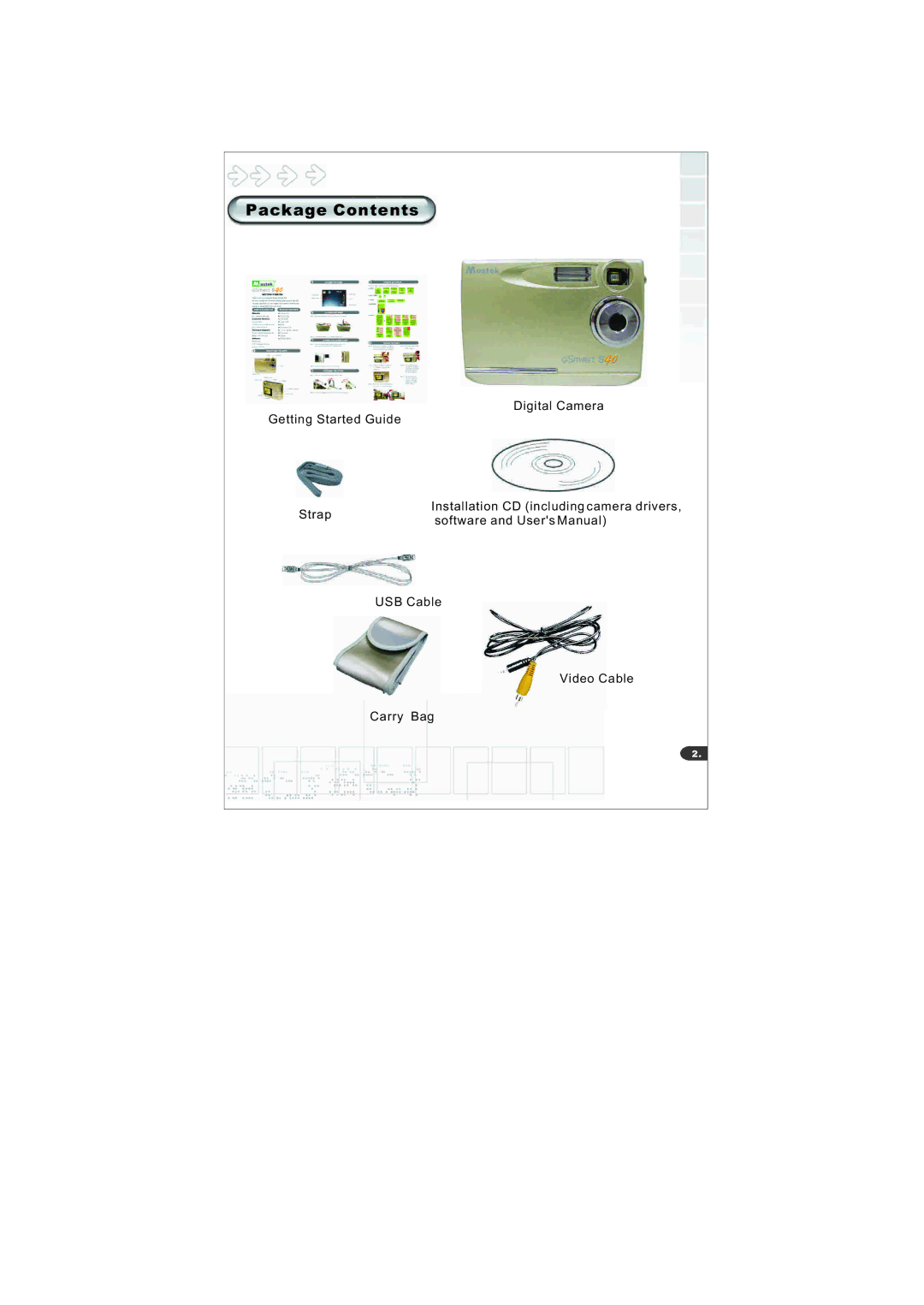 Mustek S40 manual Package Contents 