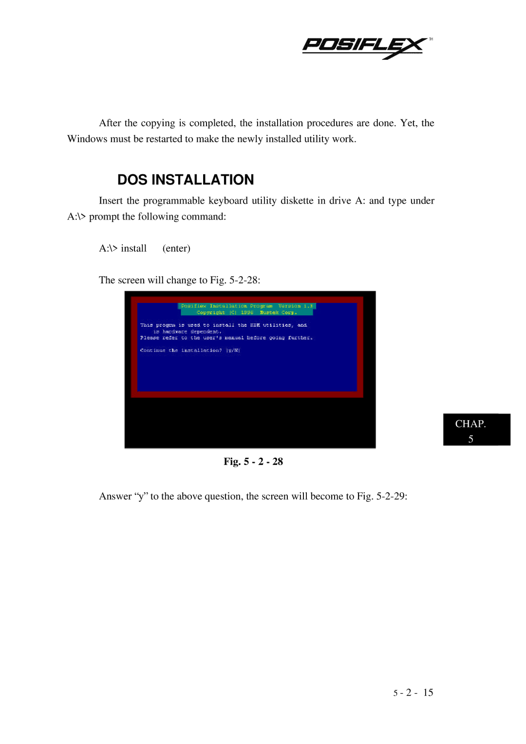 Mustek TM KB3100 user manual DOS Installation 