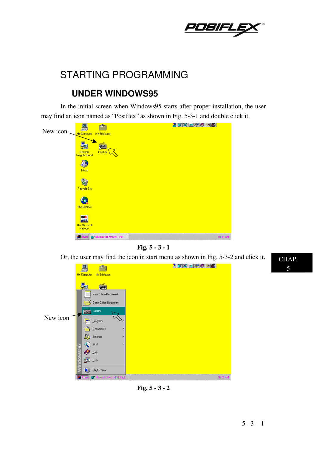 Mustek TM KB3100 user manual Starting Programming, Under WINDOWS95 