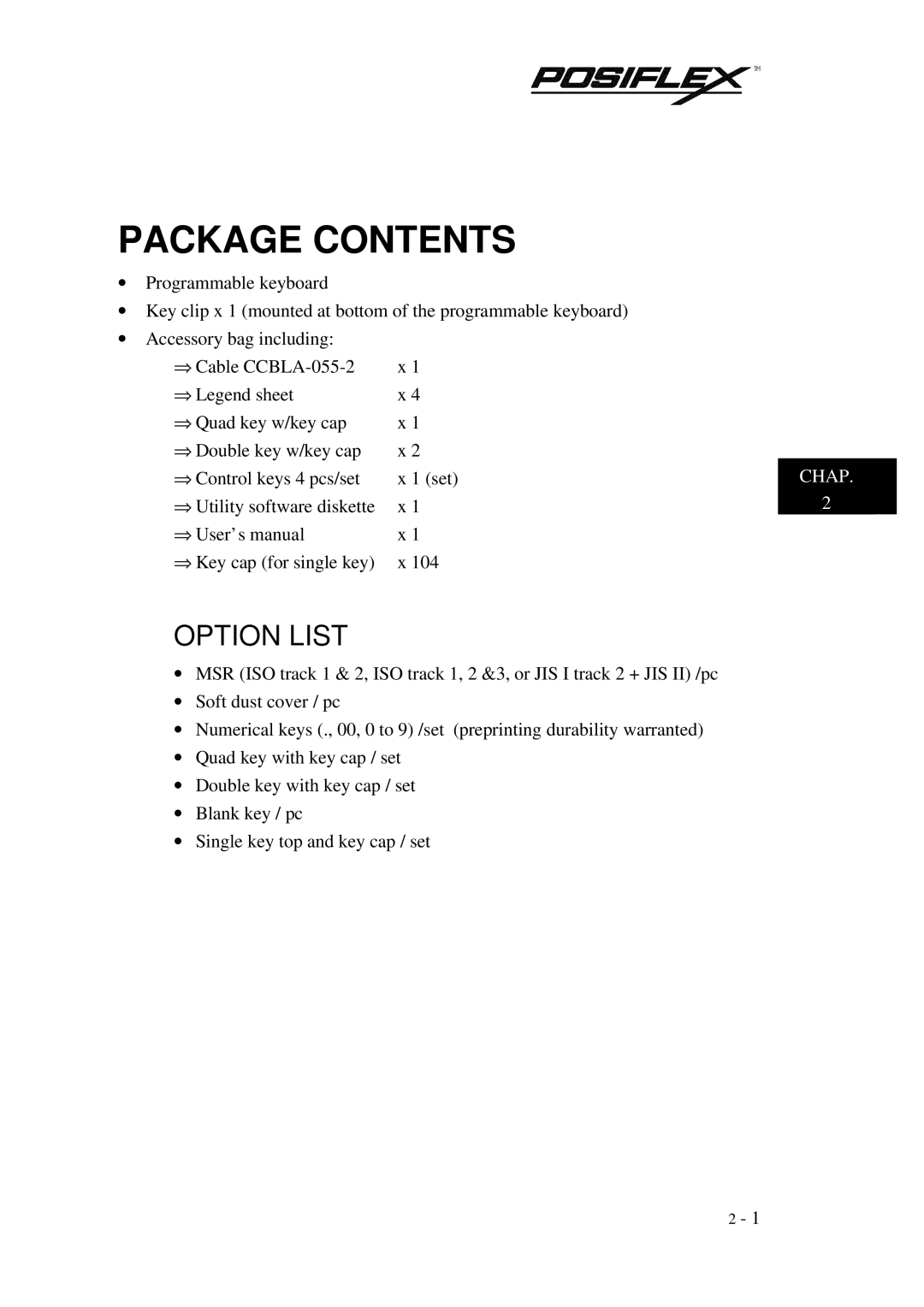 Mustek TM KB3100 user manual Package Contents 