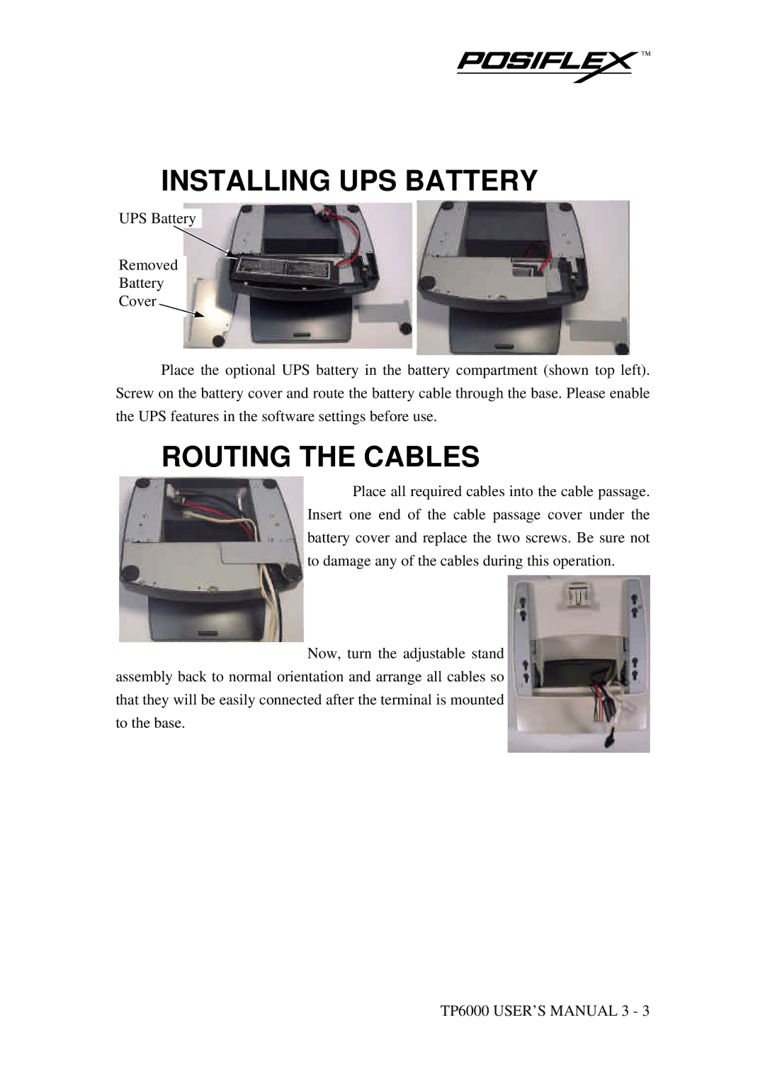 Mustek TP-6000 user manual Installing UPS Battery, Routing the Cables 