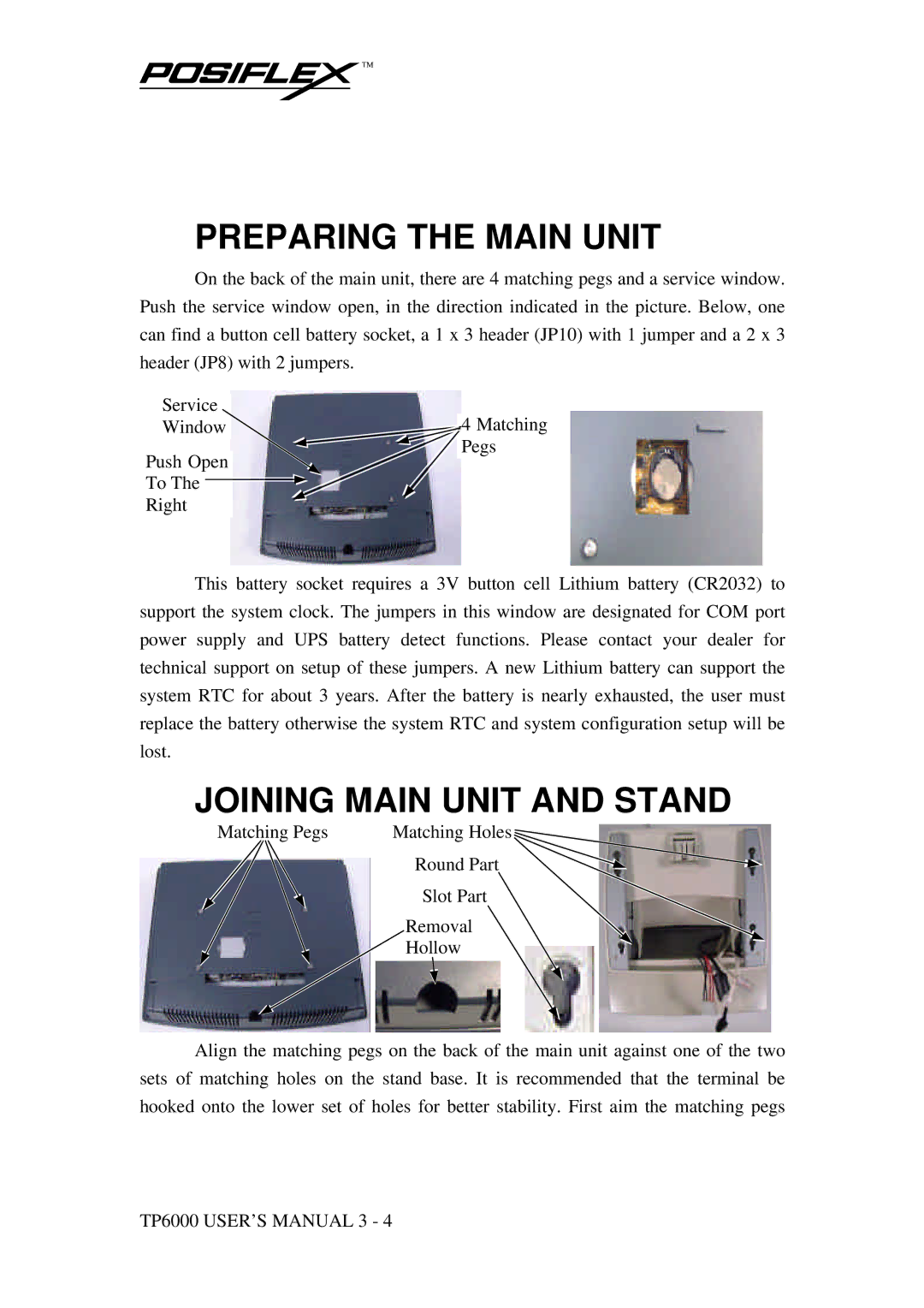 Mustek TP-6000 user manual Preparing the Main Unit, Joining Main Unit and Stand 