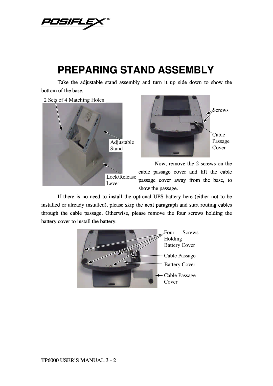 Mustek TP-6000 user manual Preparing Stand Assembly 