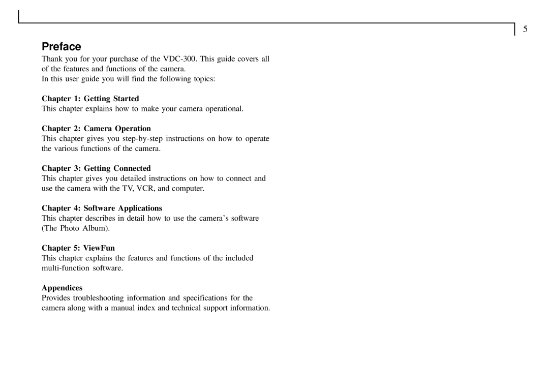 Mustek VDC-300 user manual Preface 