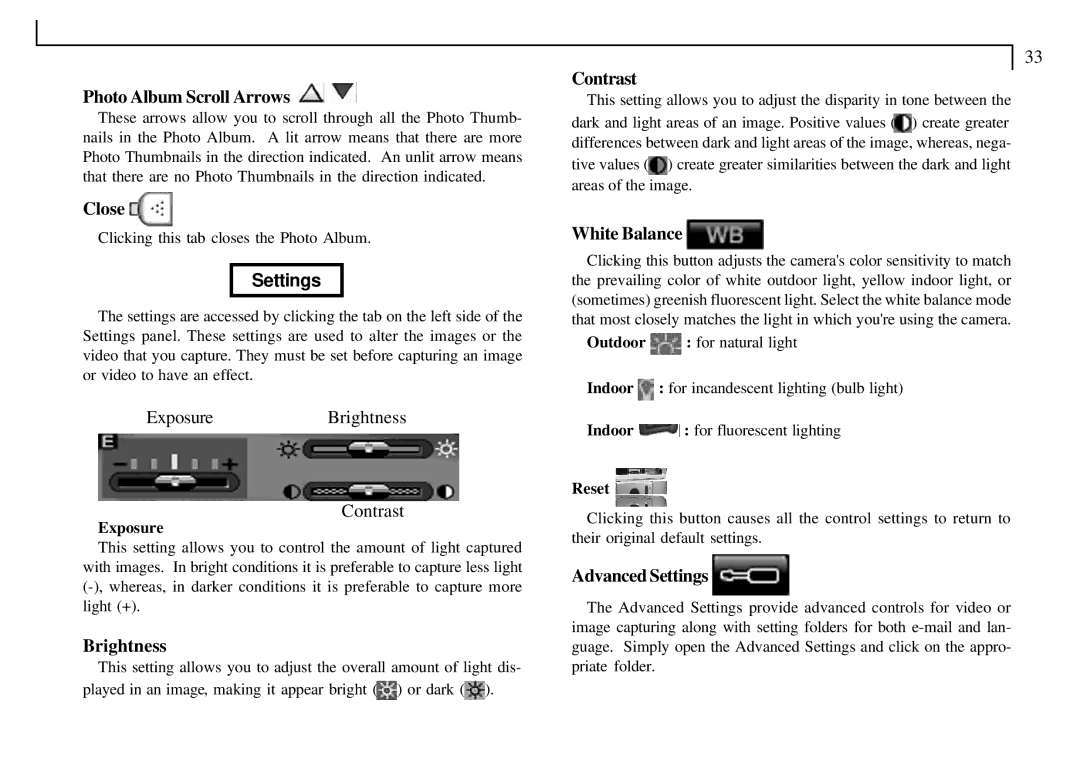 Mustek VDC-300 user manual Settings 