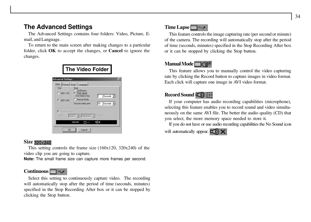 Mustek VDC-300 user manual Advanced Settings, Video Folder 