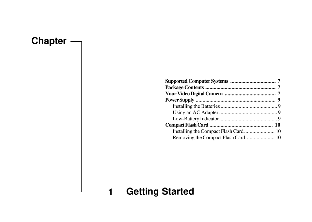 Mustek VDC-300 user manual Chapter, Compact Flash Card 