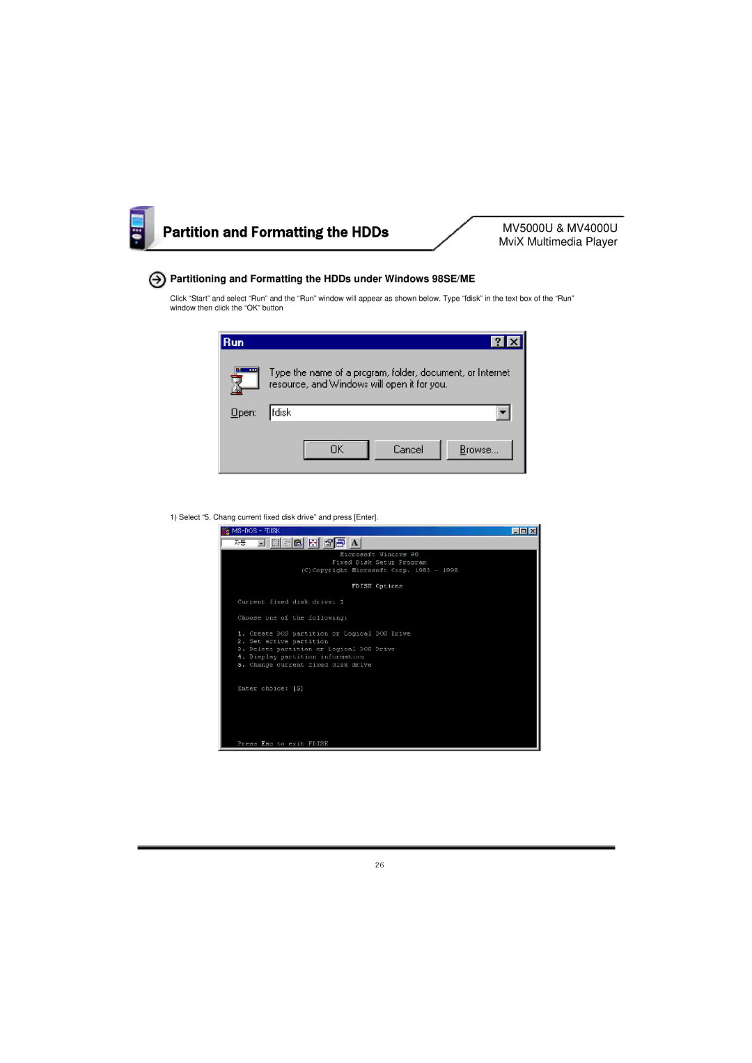 Mvix MV-4000U, MV-5000U, MV5000U, MV4000U user manual Partition and Formatting the HDDs 