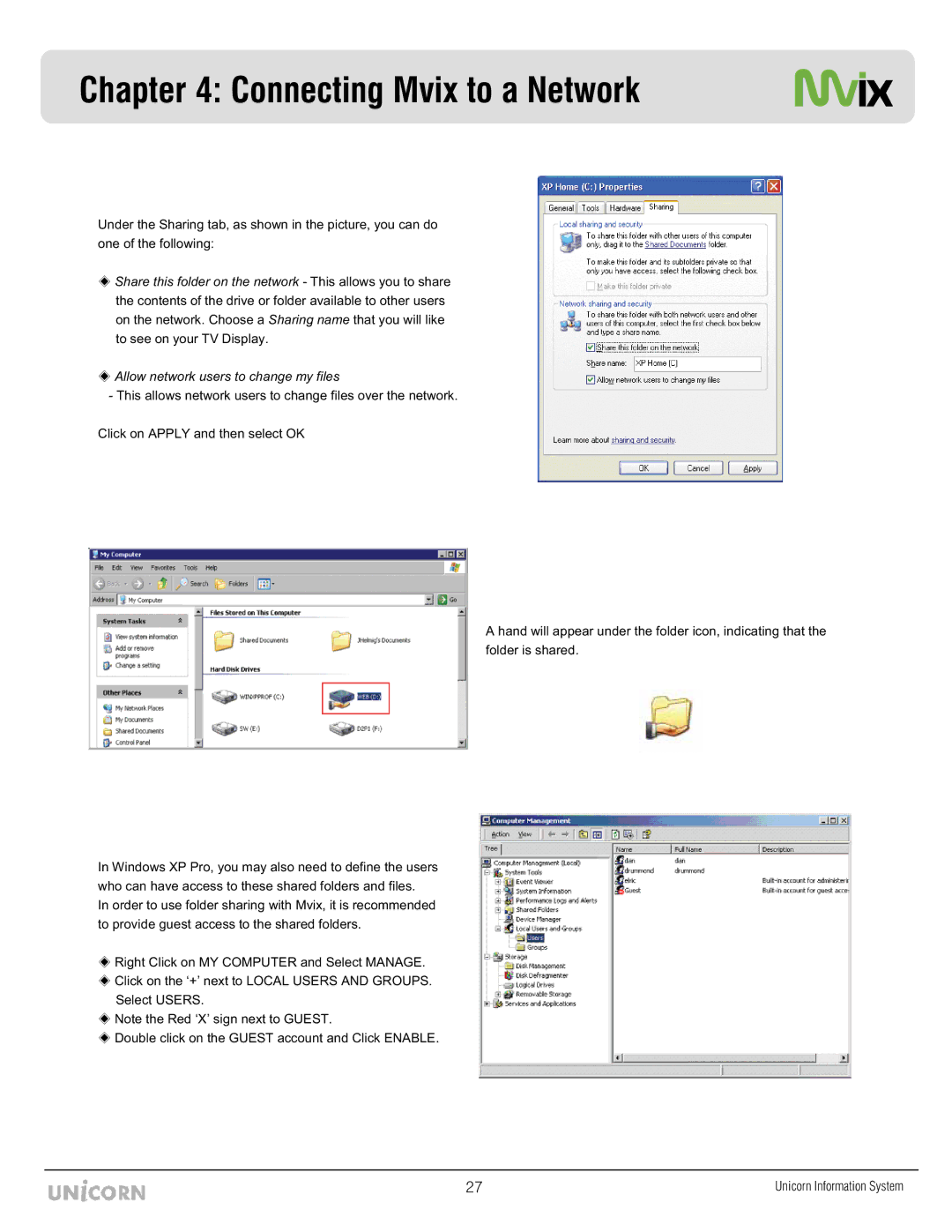 Mvix MX-760HD manual Connecting Mvix to a Network 