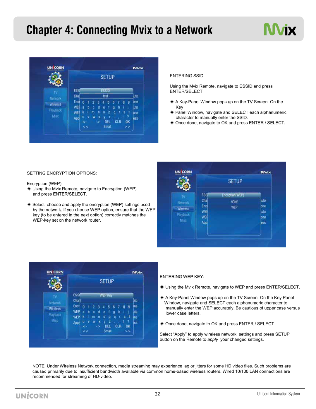 Mvix MX-760HD manual Entering Ssid 