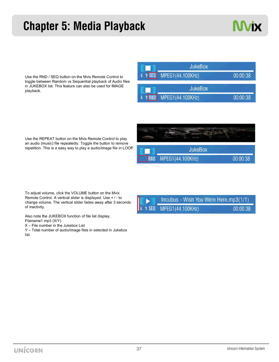 Mvix MX-760HD manual Media Playback 