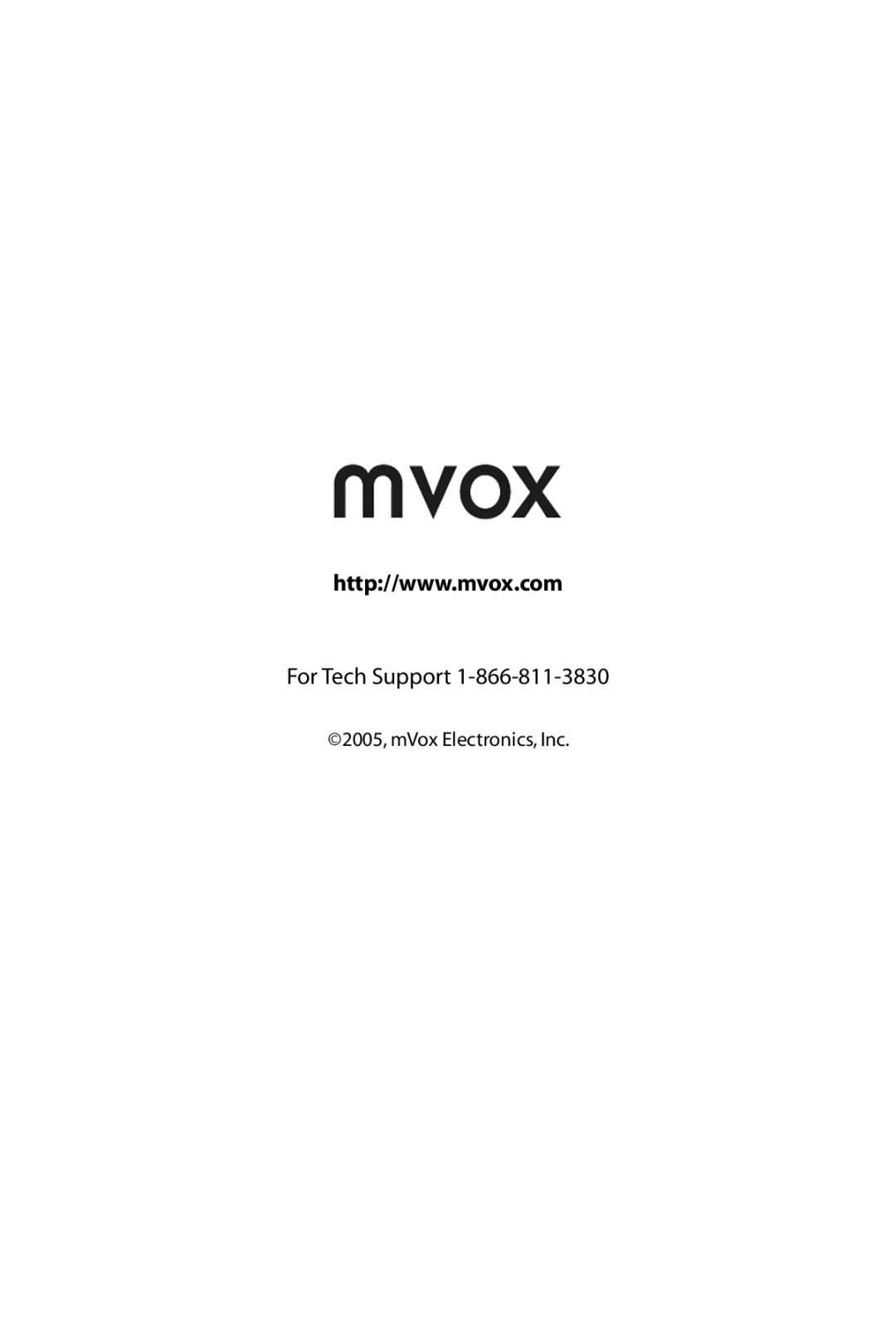 MVOX electronic MV900 manual For Tech Support 