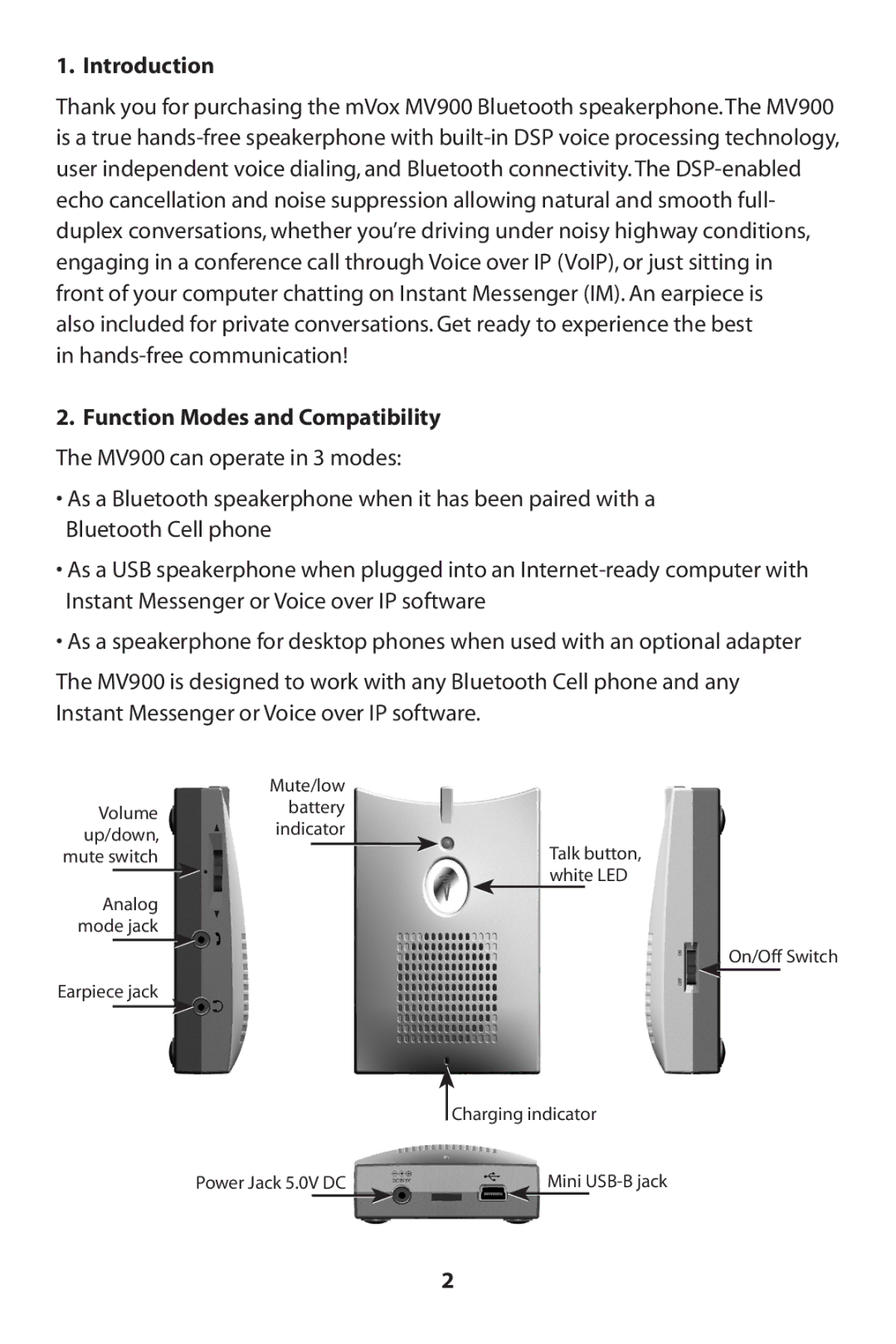 MVOX electronic MV900 manual Introduction 