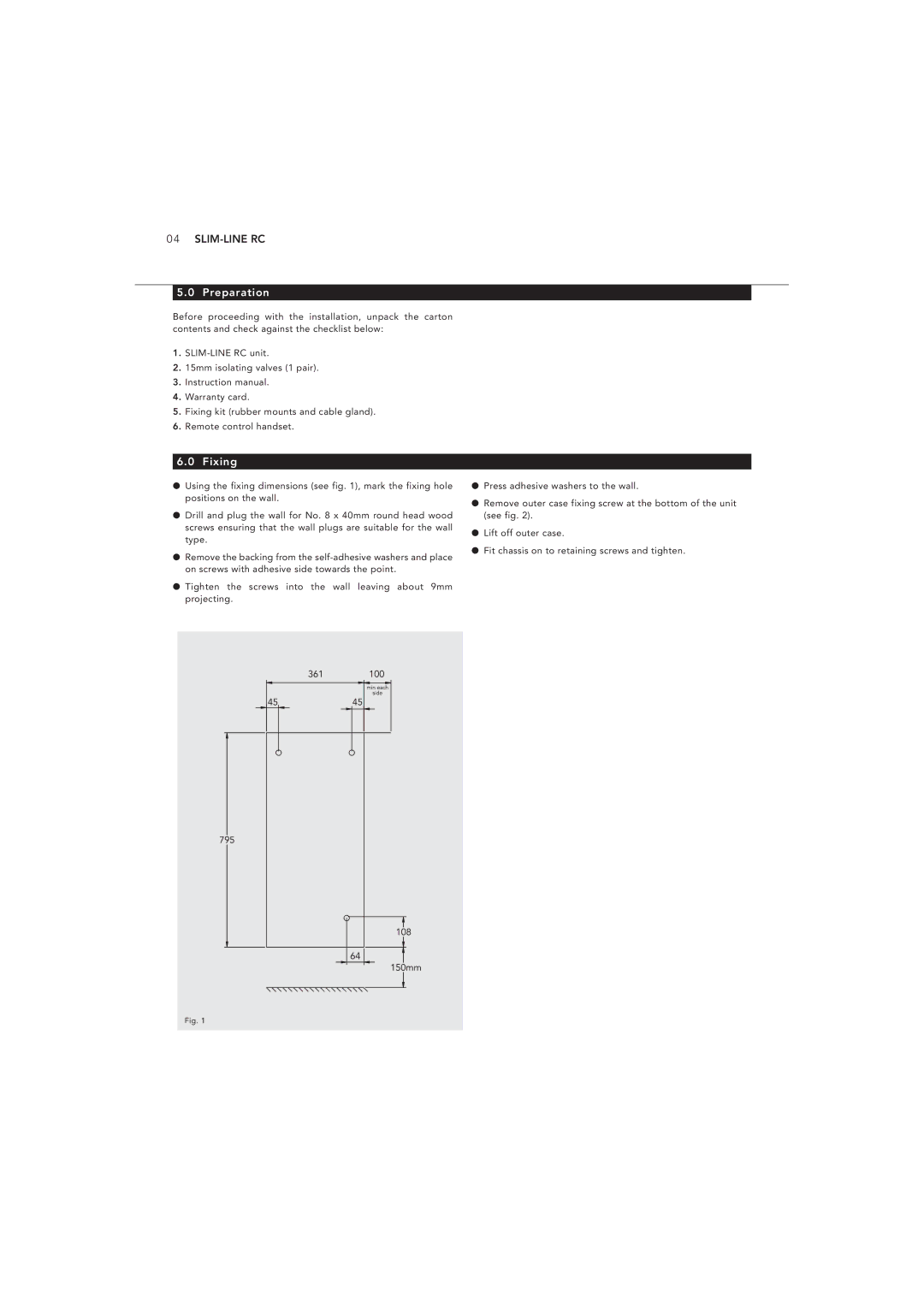 Myson 1370064 manual Preparation, Fixing 