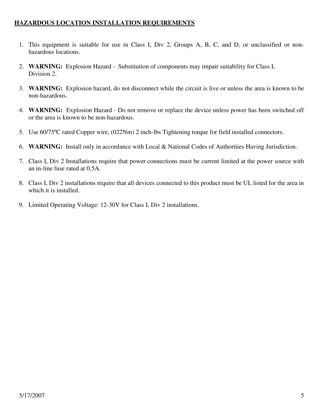 N-Tron 100 Series user manual Hazardous Location Installation Requirements 