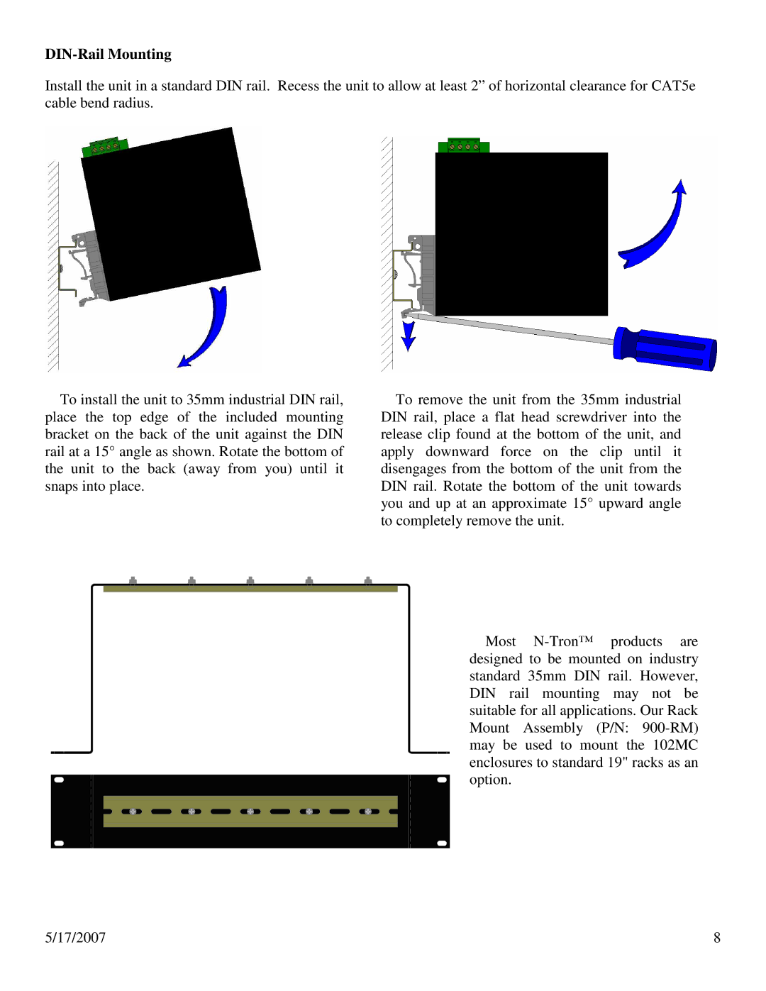 N-Tron 100 Series user manual DIN-Rail Mounting 